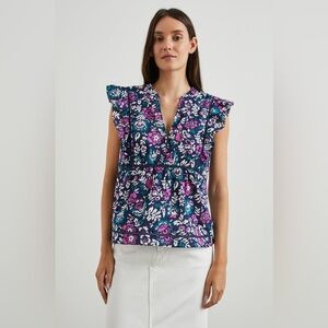 Rails Misha Top Size Large In Woodblock Floral Feminine Cotton NWT